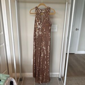 Taylor Gold Sequin Halter Maxi Gown Wedding